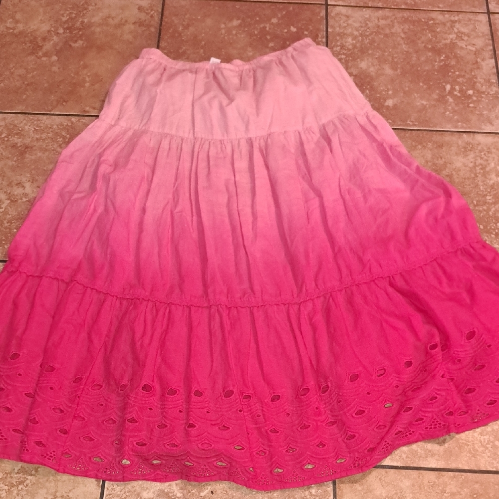 Chic Ombre Pink Midi Skirt